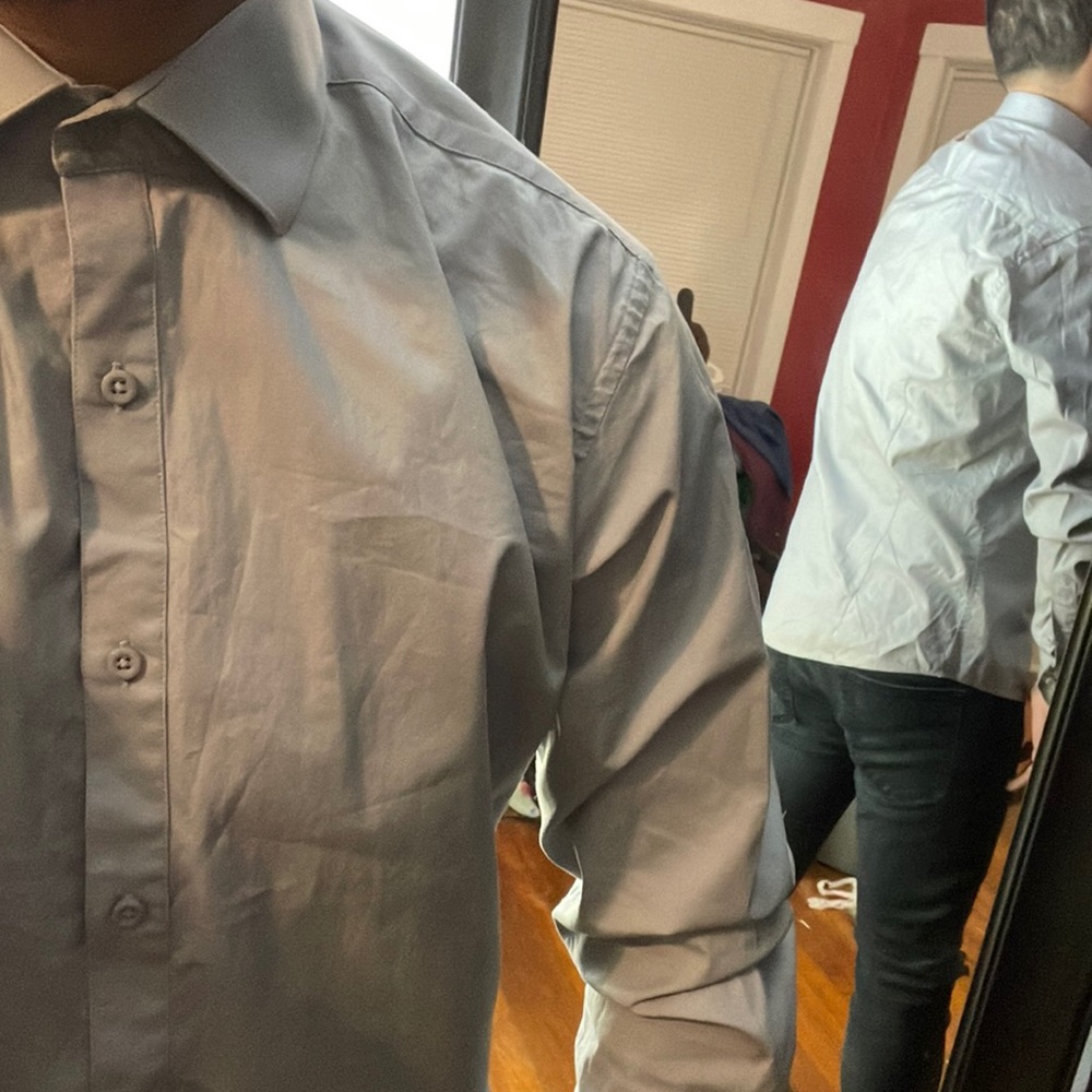 Platino Slim Fit Gray Button Down Shirt Size Medium
